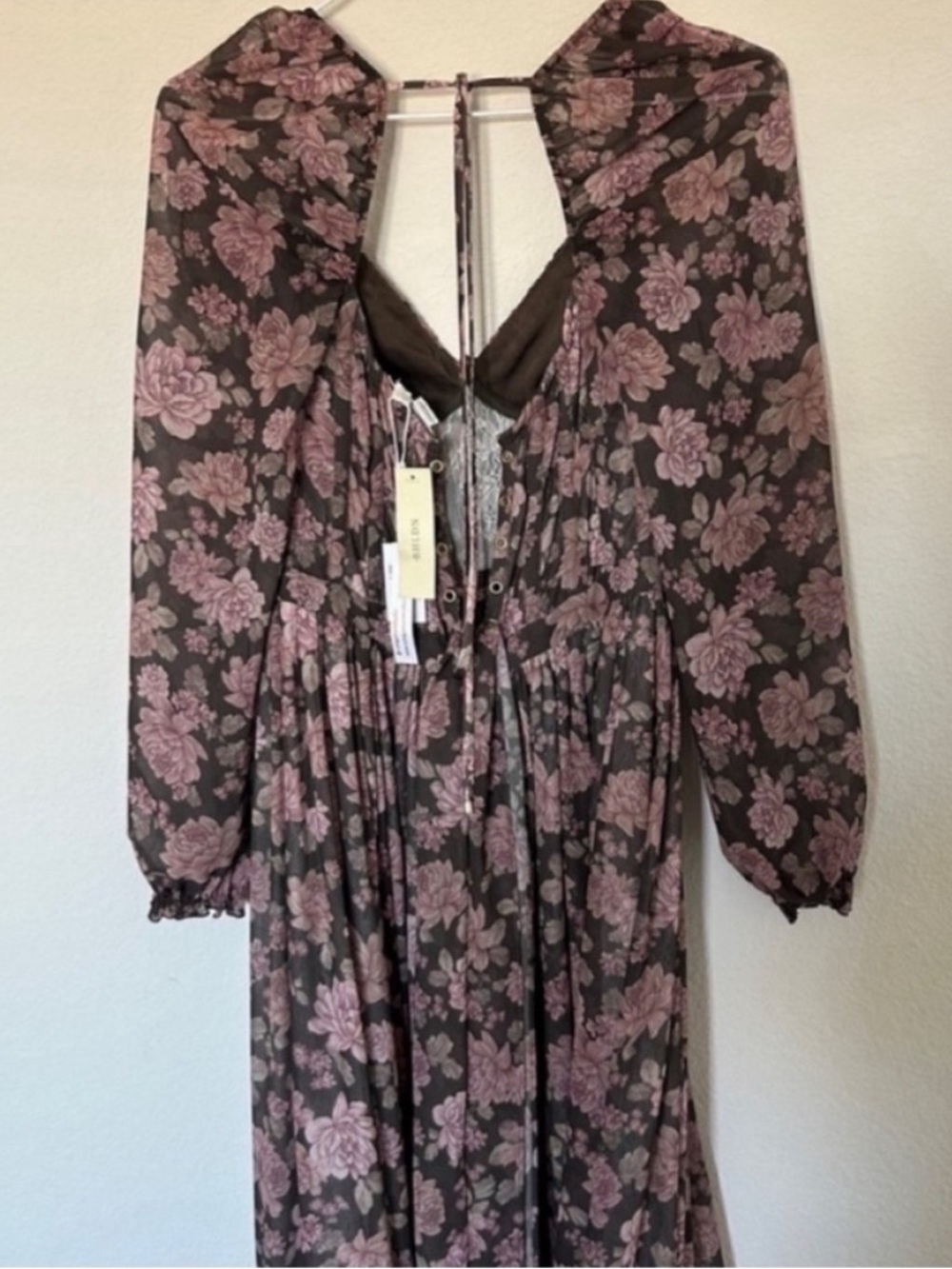 NWT V. Chapman Carmella Corset Maxi Dress Chocolate Peony Floral - Picture 6 of 11